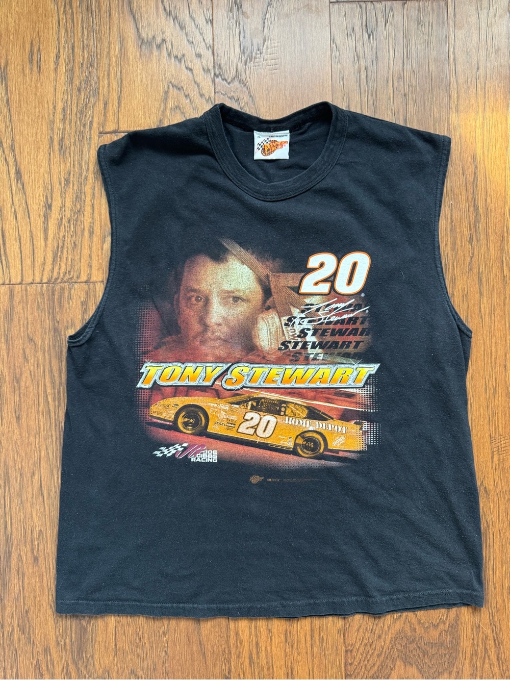 Vtg Y2K Tony Stewart #20 Home Depot NASCAR Sleeveless Shirt XL Winners Circle